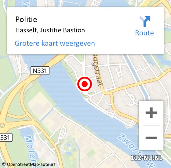 Locatie op kaart van de 112 melding: Politie Hasselt, Justitie Bastion op 18 november 2024 15:14