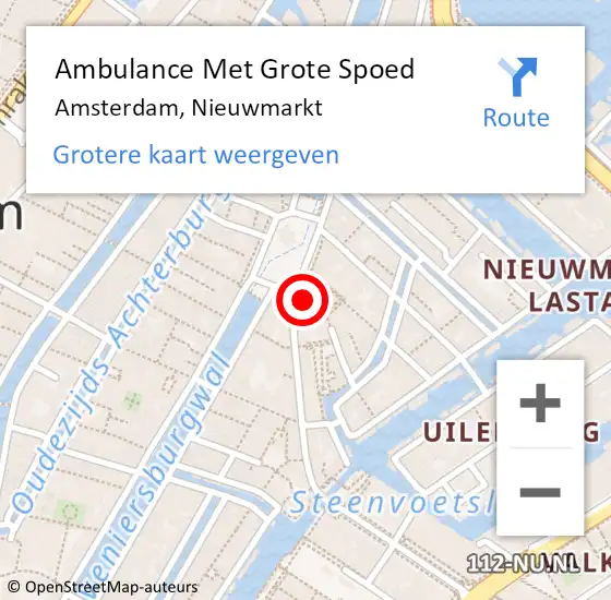 Locatie op kaart van de 112 melding: Ambulance Met Grote Spoed Naar Amsterdam, Nieuwmarkt op 18 november 2024 15:20