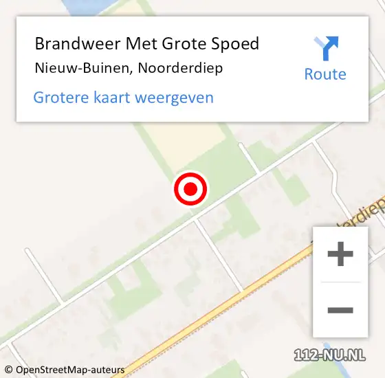 Locatie op kaart van de 112 melding: Brandweer Met Grote Spoed Naar Nieuw-Buinen, Noorderdiep op 18 november 2024 15:25