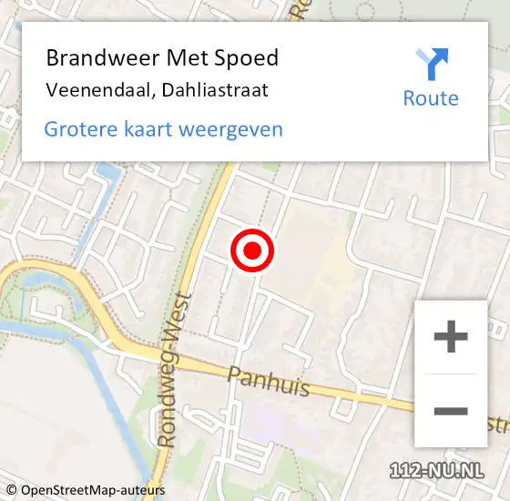 Locatie op kaart van de 112 melding: Brandweer Met Spoed Naar Veenendaal, Dahliastraat op 18 november 2024 16:01