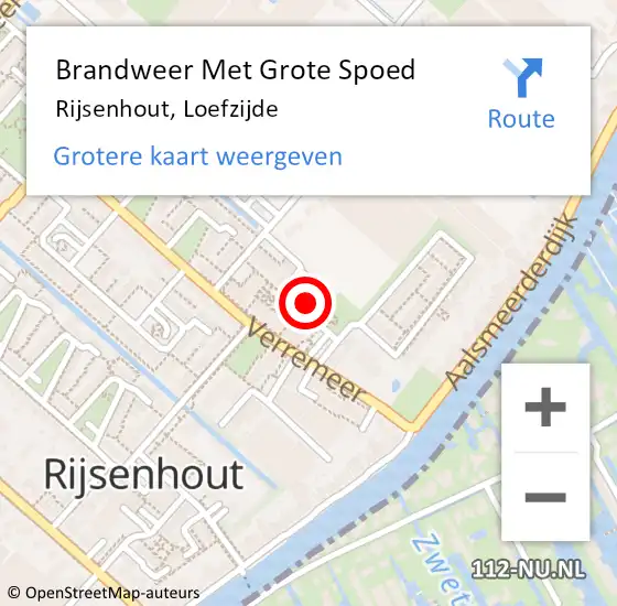 Locatie op kaart van de 112 melding: Brandweer Met Grote Spoed Naar Rijsenhout, Loefzijde op 18 november 2024 16:13