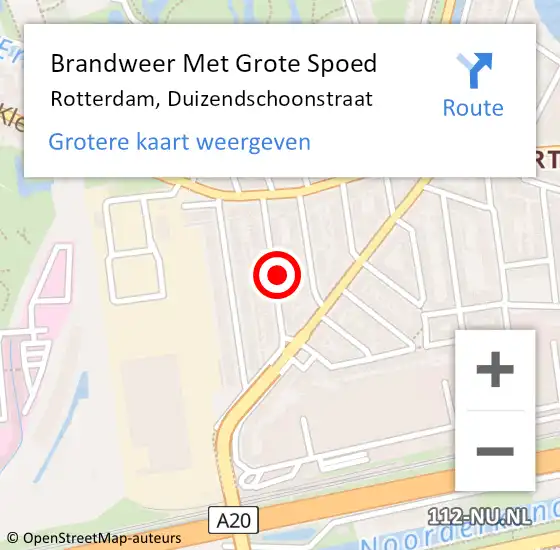 Locatie op kaart van de 112 melding: Brandweer Met Grote Spoed Naar Rotterdam, Duizendschoonstraat op 18 november 2024 16:24