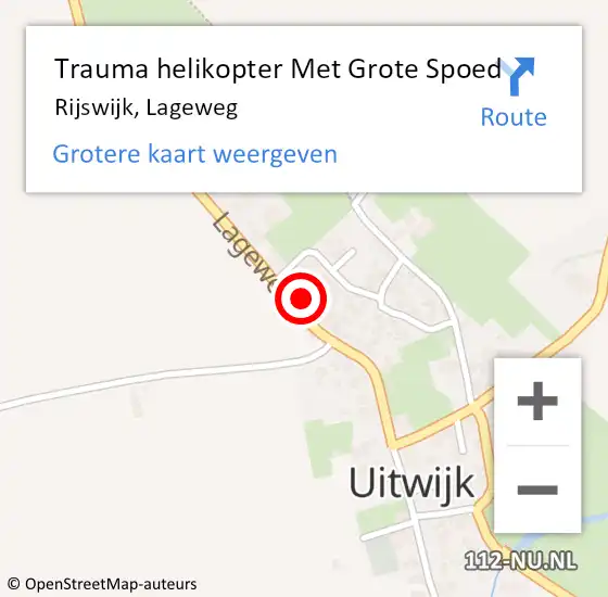 Locatie op kaart van de 112 melding: Trauma helikopter Met Grote Spoed Naar Rijswijk, Lageweg op 18 november 2024 16:35