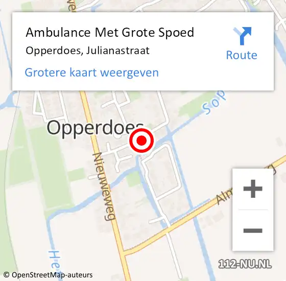 Locatie op kaart van de 112 melding: Ambulance Met Grote Spoed Naar Opperdoes, Julianastraat op 18 november 2024 16:36