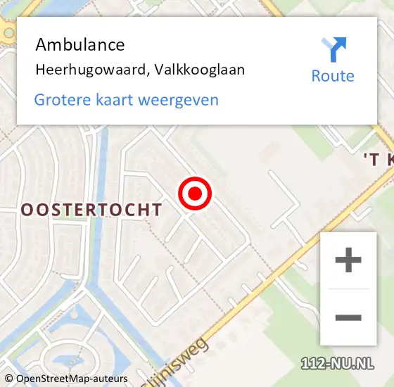 Locatie op kaart van de 112 melding: Ambulance Heerhugowaard, Valkkooglaan op 18 november 2024 16:40