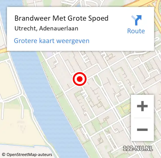 Locatie op kaart van de 112 melding: Brandweer Met Grote Spoed Naar Utrecht, Adenauerlaan op 18 november 2024 16:42