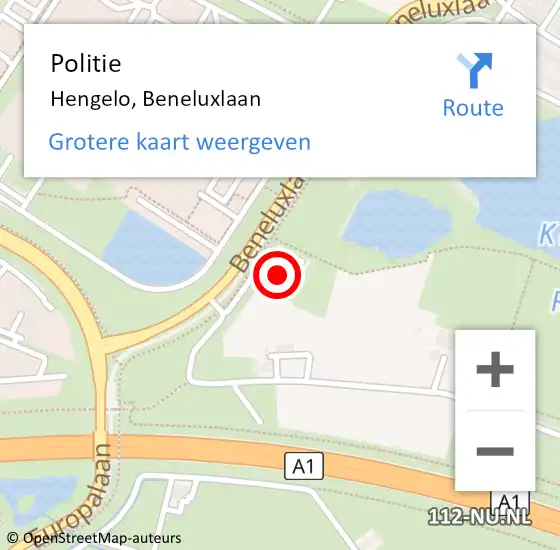 Locatie op kaart van de 112 melding: Politie Hengelo, Beneluxlaan op 18 november 2024 16:44