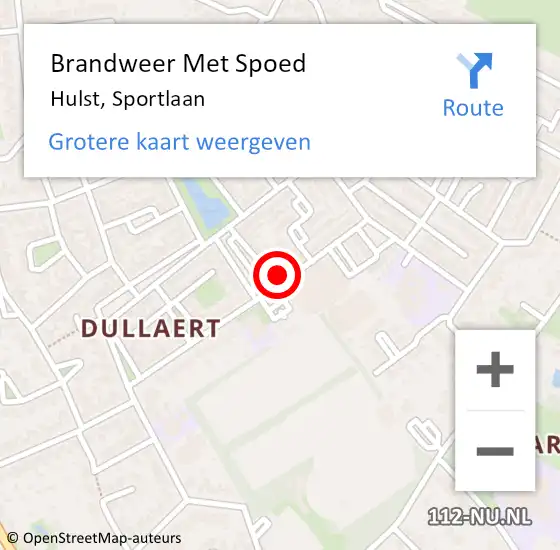 Locatie op kaart van de 112 melding: Brandweer Met Spoed Naar Hulst, Sportlaan op 18 november 2024 16:47