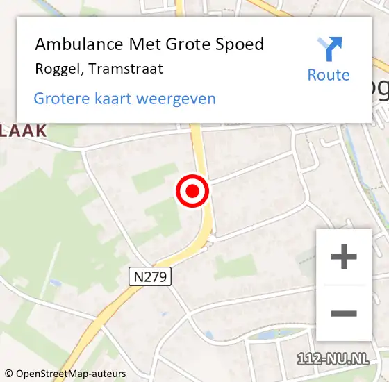 Locatie op kaart van de 112 melding: Ambulance Met Grote Spoed Naar Roggel, Tramstraat op 18 november 2024 16:50