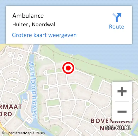 Locatie op kaart van de 112 melding: Ambulance Huizen, Noordwal op 27 oktober 2014 13:02