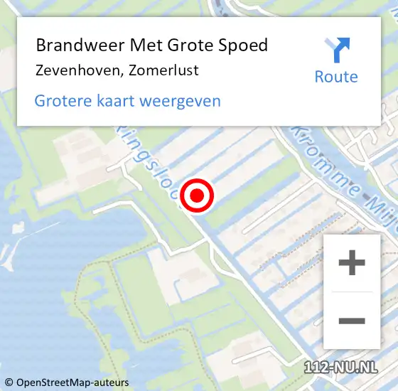 Locatie op kaart van de 112 melding: Brandweer Met Grote Spoed Naar Zevenhoven, Zomerlust op 27 oktober 2014 13:03