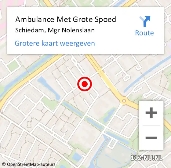 Locatie op kaart van de 112 melding: Ambulance Met Grote Spoed Naar Schiedam, Mgr Nolenslaan op 18 november 2024 17:15