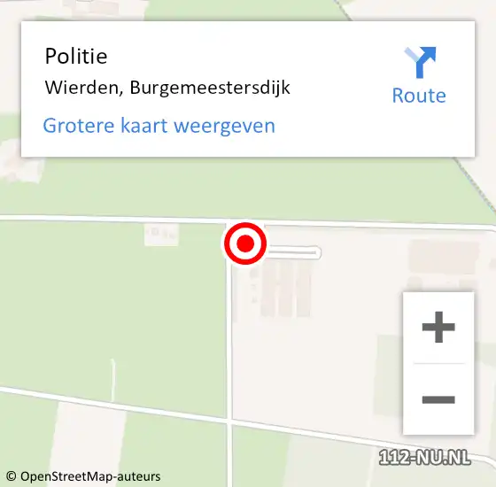 Locatie op kaart van de 112 melding: Politie Wierden, Burgemeestersdijk op 18 november 2024 17:25