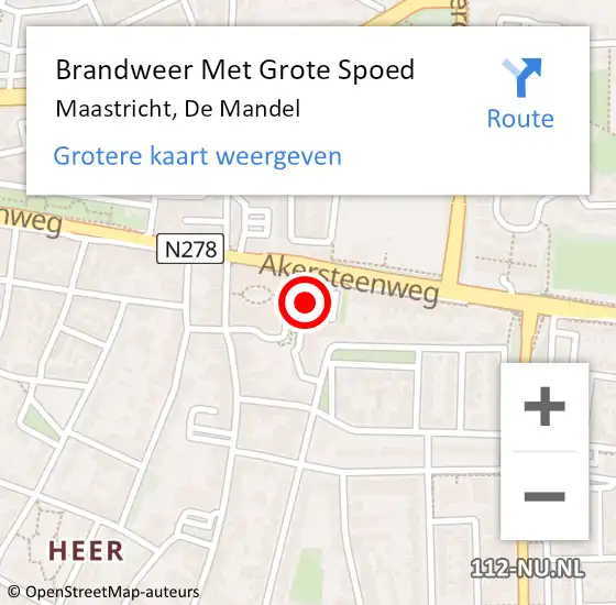 Locatie op kaart van de 112 melding: Brandweer Met Grote Spoed Naar Maastricht, De Mandel op 18 november 2024 17:37