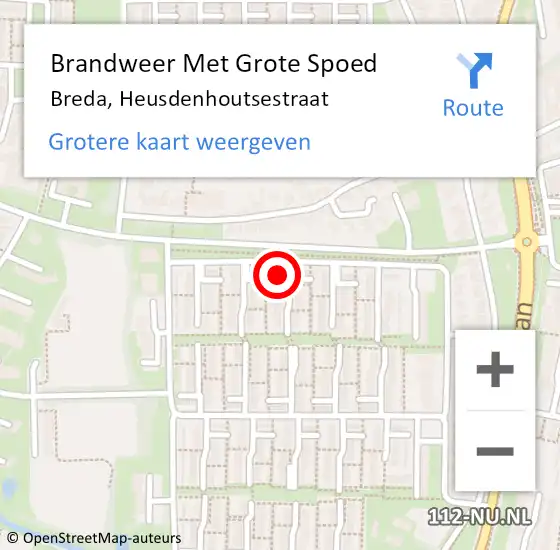 Locatie op kaart van de 112 melding: Brandweer Met Grote Spoed Naar Breda, Heusdenhoutsestraat op 18 november 2024 17:39