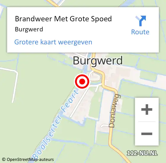 Locatie op kaart van de 112 melding: Brandweer Met Grote Spoed Naar Burgwerd op 18 november 2024 17:47