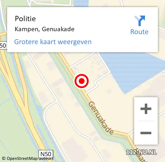 Locatie op kaart van de 112 melding: Politie Kampen, Genuakade op 18 november 2024 17:56