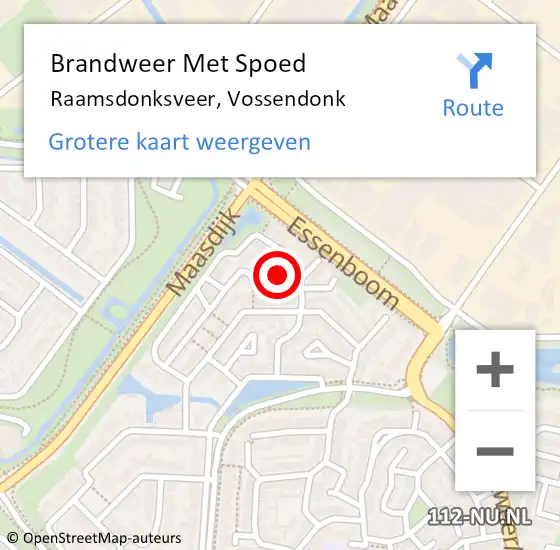 Locatie op kaart van de 112 melding: Brandweer Met Spoed Naar Raamsdonksveer, Vossendonk op 18 november 2024 17:56