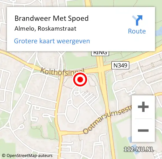 Locatie op kaart van de 112 melding: Brandweer Met Spoed Naar Almelo, Roskamstraat op 18 november 2024 18:01