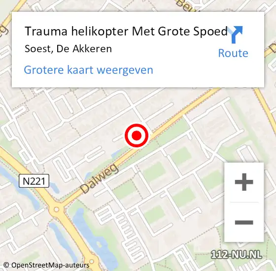 Locatie op kaart van de 112 melding: Trauma helikopter Met Grote Spoed Naar Soest, De Akkeren op 18 november 2024 18:25