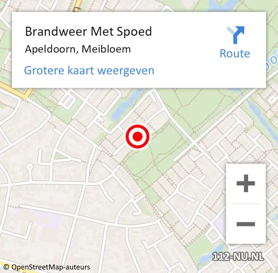 Locatie op kaart van de 112 melding: Brandweer Met Spoed Naar Apeldoorn, Meibloem op 18 november 2024 18:34