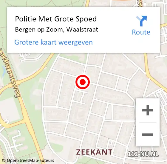 Locatie op kaart van de 112 melding: Politie Met Grote Spoed Naar Bergen op Zoom, Waalstraat op 18 november 2024 18:35