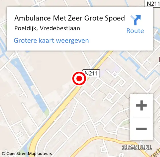 Locatie op kaart van de 112 melding: Ambulance Met Zeer Grote Spoed Naar Poeldijk, Vredebestlaan op 18 november 2024 18:35