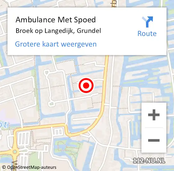 Locatie op kaart van de 112 melding: Ambulance Met Spoed Naar Broek op Langedijk, Grundel op 18 november 2024 18:40