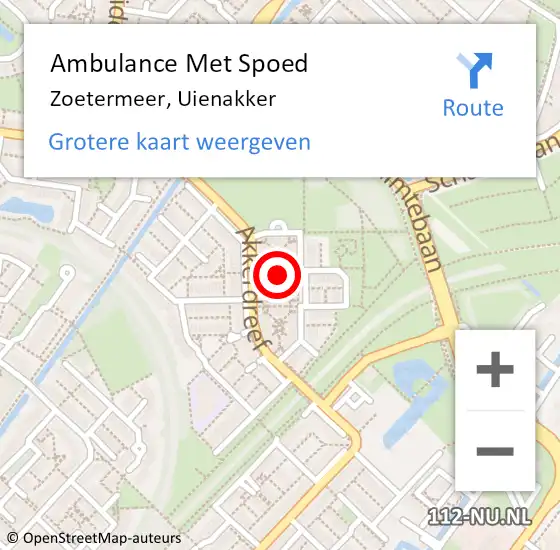 Locatie op kaart van de 112 melding: Ambulance Met Spoed Naar Zoetermeer, Uienakker op 18 november 2024 19:20