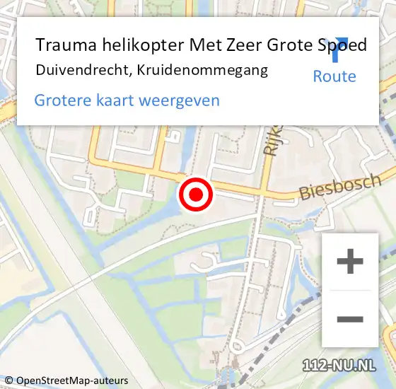 Locatie op kaart van de 112 melding: Trauma helikopter Met Zeer Grote Spoed Naar Duivendrecht, Kruidenommegang op 18 november 2024 19:42