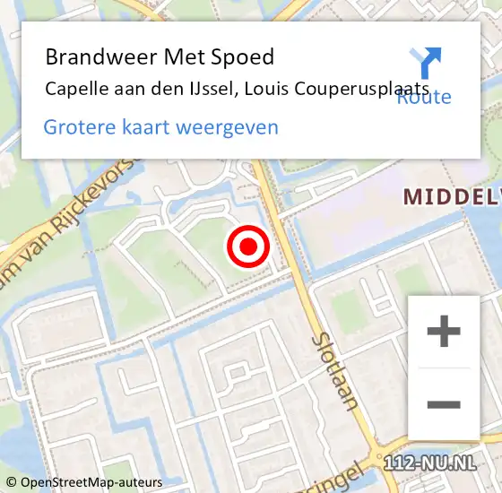 Locatie op kaart van de 112 melding: Brandweer Met Spoed Naar Capelle aan den IJssel, Louis Couperusplaats op 18 november 2024 19:55