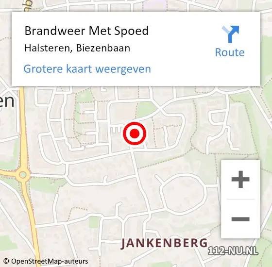 Locatie op kaart van de 112 melding: Brandweer Met Spoed Naar Halsteren, Biezenbaan op 18 november 2024 19:59