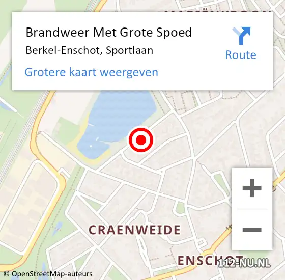 Locatie op kaart van de 112 melding: Brandweer Met Grote Spoed Naar Berkel-Enschot, Sportlaan op 18 november 2024 20:04