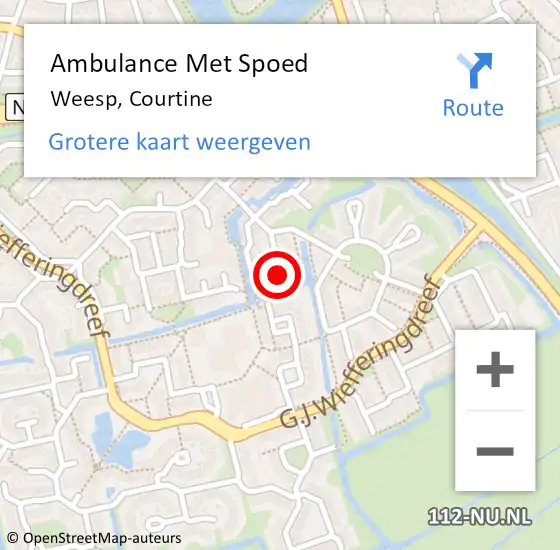 Locatie op kaart van de 112 melding: Ambulance Met Spoed Naar Weesp, Courtine op 18 november 2024 20:57