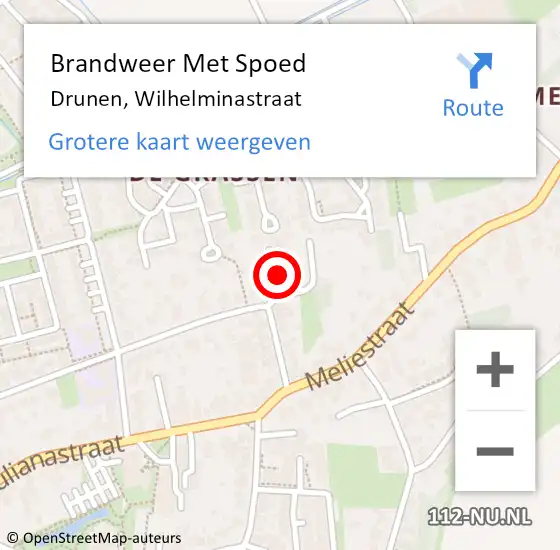 Locatie op kaart van de 112 melding: Brandweer Met Spoed Naar Drunen, Wilhelminastraat op 18 november 2024 21:01