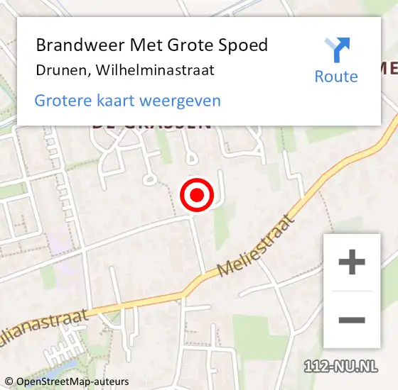 Locatie op kaart van de 112 melding: Brandweer Met Grote Spoed Naar Drunen, Wilhelminastraat op 18 november 2024 21:11