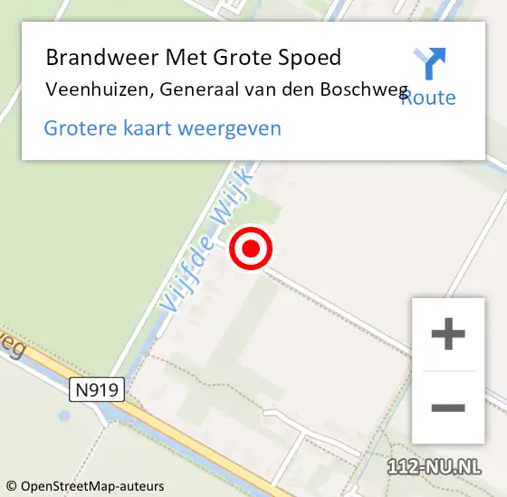 Locatie op kaart van de 112 melding: Brandweer Met Grote Spoed Naar Veenhuizen, Generaal van den Boschweg op 18 november 2024 21:18