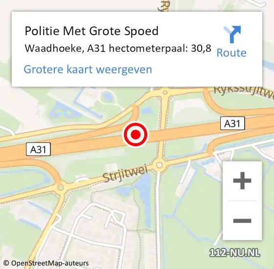 Locatie op kaart van de 112 melding: Politie Met Grote Spoed Naar Waadhoeke, A31 hectometerpaal: 30,8 op 18 november 2024 21:42