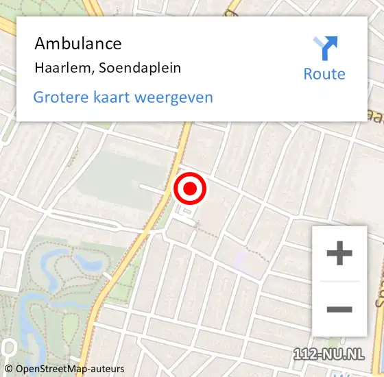 Locatie op kaart van de 112 melding: Ambulance Haarlem, Soendaplein op 18 november 2024 21:54