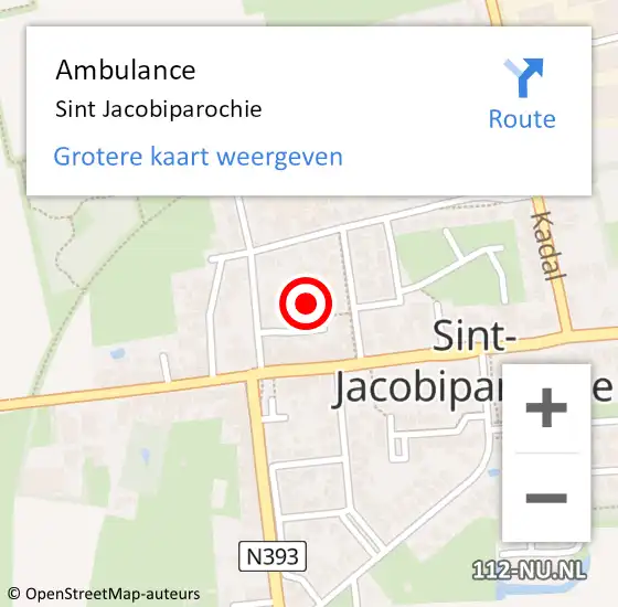 Locatie op kaart van de 112 melding: Ambulance Sint Jacobiparochie op 18 november 2024 22:04