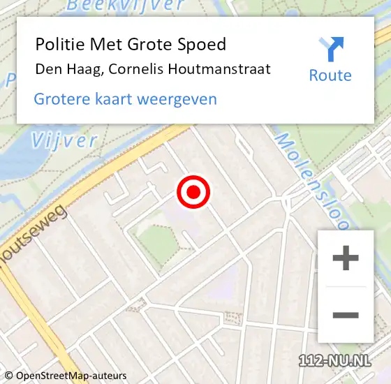 Locatie op kaart van de 112 melding: Politie Met Grote Spoed Naar Den Haag, Cornelis Houtmanstraat op 18 november 2024 22:17