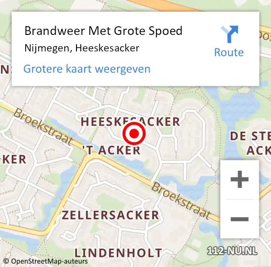 Locatie op kaart van de 112 melding: Brandweer Met Grote Spoed Naar Nijmegen, Heeskesacker op 18 november 2024 22:48