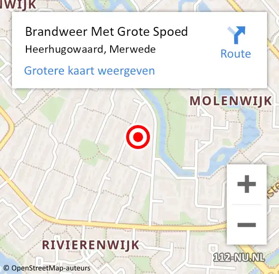 Locatie op kaart van de 112 melding: Brandweer Met Grote Spoed Naar Heerhugowaard, Merwede op 18 november 2024 22:58