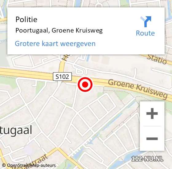 Locatie op kaart van de 112 melding: Politie Poortugaal, Groene Kruisweg op 18 november 2024 23:05