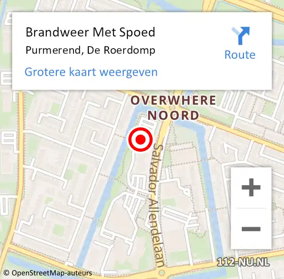 Locatie op kaart van de 112 melding: Brandweer Met Spoed Naar Purmerend, De Roerdomp op 18 november 2024 23:54