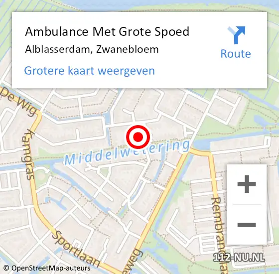 Locatie op kaart van de 112 melding: Ambulance Met Grote Spoed Naar Alblasserdam, Zwanebloem op 19 november 2024 00:10