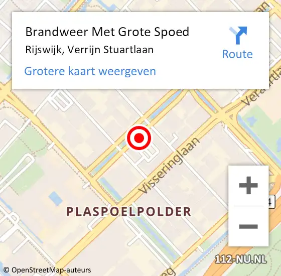 Locatie op kaart van de 112 melding: Brandweer Met Grote Spoed Naar Rijswijk, Verrijn Stuartlaan op 19 november 2024 00:32