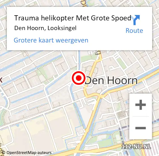 Locatie op kaart van de 112 melding: Trauma helikopter Met Grote Spoed Naar Den Hoorn, Looksingel op 19 november 2024 00:51