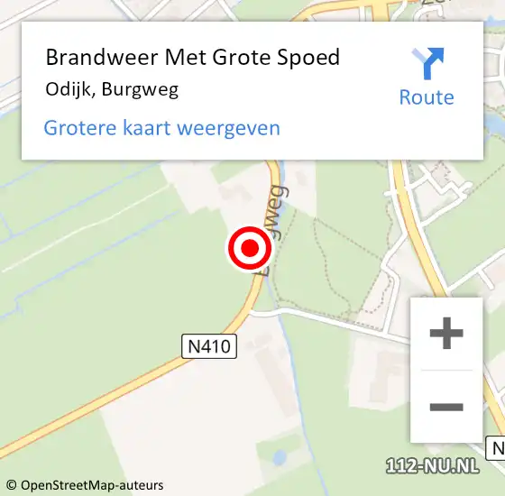 Locatie op kaart van de 112 melding: Brandweer Met Grote Spoed Naar Odijk, Burgweg op 19 november 2024 01:19