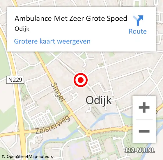 Locatie op kaart van de 112 melding: Ambulance Met Zeer Grote Spoed Naar Odijk op 19 november 2024 01:19